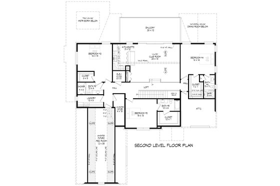 Floor Plan - Upper Floor for Colonial House Plan #932-1147 - 4 bed, 4.5 bath
