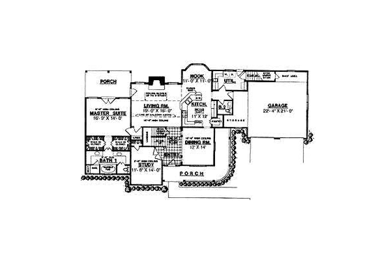 Floor Plan - Main Floor for Country House Plan #40-129 - 3 bed, 2.5 bath