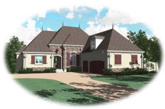 Exterior - Front Elevation for European House Plan #81-1575 - 3 bed, 4 bath