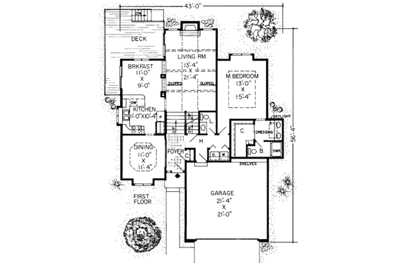Floor Plan - Main Floor for Traditional House Plan #312-258 - 3 bed, 2.5 bath