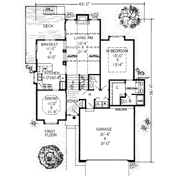 Floor Plan - Main Floor for Traditional House Plan #312-258 - 3 bed, 2.5 bath