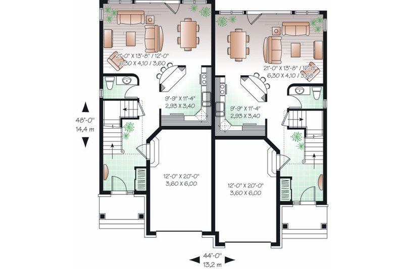 Dream House Plan - Floor Plan - Main Floor for European House Plan #23-774 - 3 bed, 1.5 bath