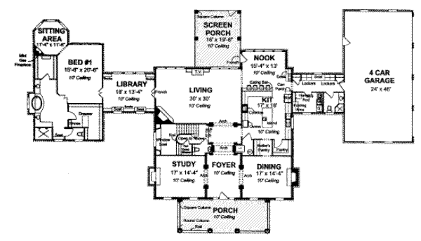 Home Plan - Colonial Floor Plan - Main Floor Plan #20-1683