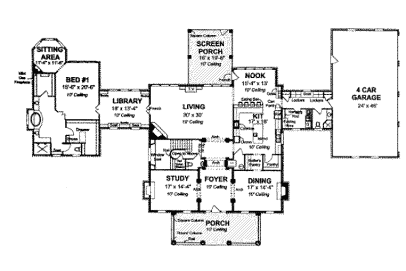 Architectural House Design - Floor Plan - Main Floor for Colonial House Plan #20-1683 - 4 bed, 6 bath