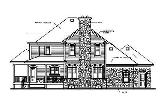 Exterior - Rear Elevation for Country House Plan #23-282 - 3 bed, 2.5 bath
