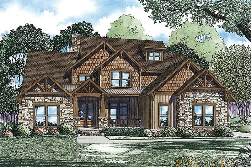 Dream House Plan - Craftsman Exterior - Front Elevation Plan #17-2442