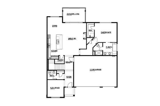 Floor Plan - Main Floor for Farmhouse House Plan #569-62 - 3 bed, 2.5 bath