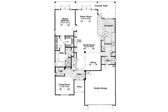 Floor Plan - Main Floor for Mediterranean House Plan #417-302 - 4 bed, 3.5 bath
