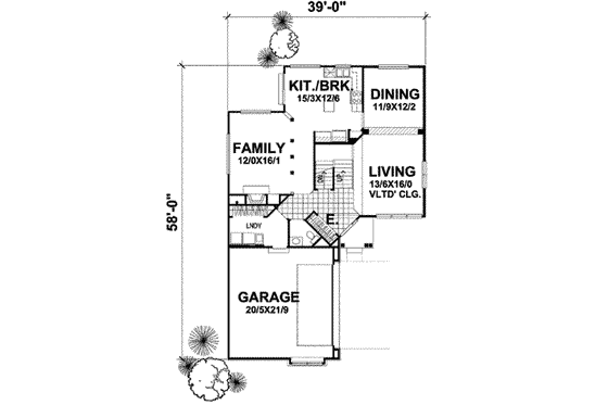 Floor Plan - Main Floor for Traditional House Plan #50-280 - 4 bed, 3 bath