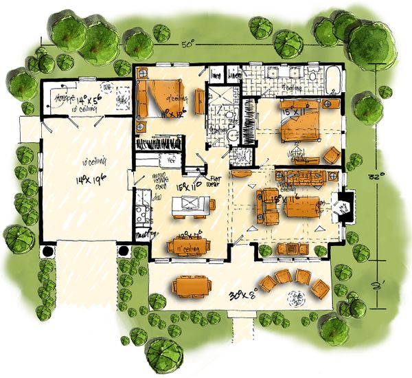 Architectural House Design - Cabin Floor Plan - Main Floor Plan #942-59