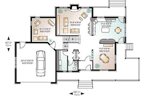 Floor Plan - Main Floor for Country House Plan #23-282 - 3 bed, 2.5 bath