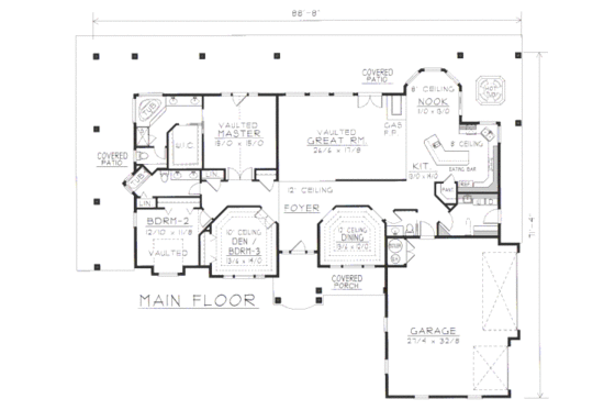 Floor Plan - Main Floor for European House Plan #112-154 - 3 bed, 2.5 bath