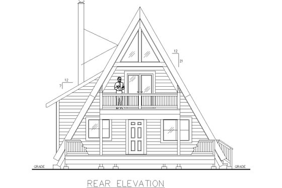 Exterior - Rear Elevation for Contemporary House Plan #117-914 - 2 bed, 2 bath