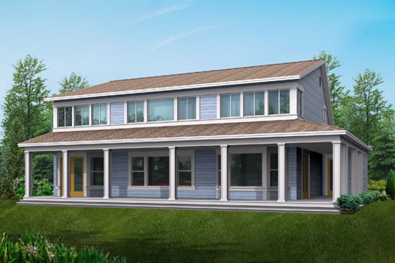 Exterior - Rear Elevation for Country House Plan #132-158 - 4 bed, 2.5 bath