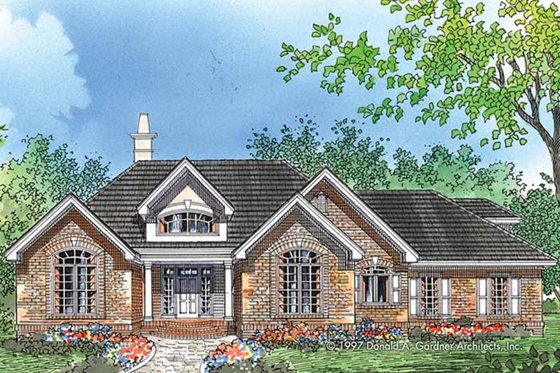 Exterior - Front Elevation 3 for European House Plan #929-55 - 3 bed, 2 bath