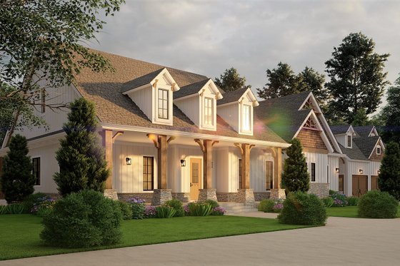 Exterior - Front Elevation 3 for Country House Plan #54-453 - 4 bed, 4.5 bath
