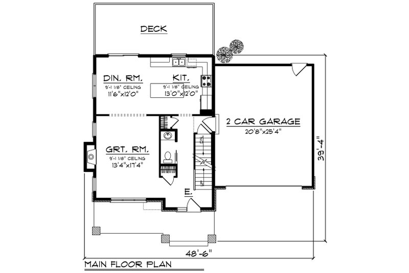 Home Plan - Floor Plan - Main Floor for Modern House Plan #70-1413 - 3 bed, 2.5 bath
