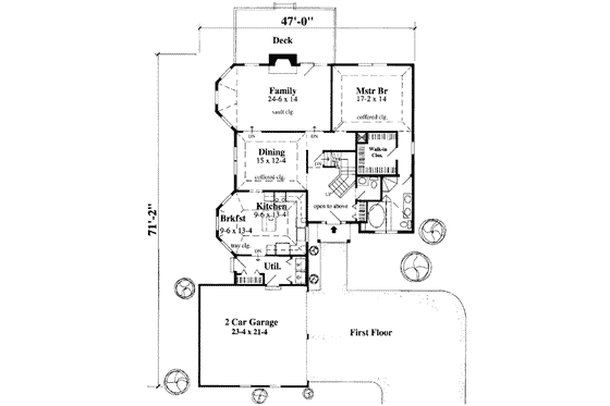 Floor Plan - Main Floor for Traditional House Plan #75-123 - 3 bed, 2.5 bath