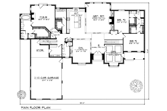 Floor Plan - Main Floor for Traditional House Plan #70-511 - 3 bed, 3 bath