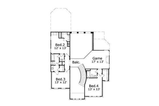 Floor Plan - Upper Floor for Colonial House Plan #411-557 - 4 bed, 3.5 bath