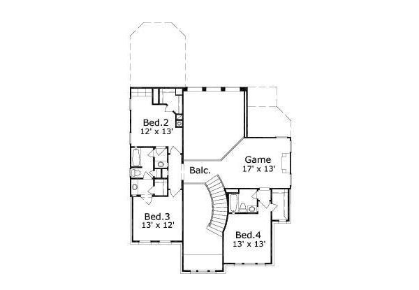 Colonial Floor Plan - Upper Floor Plan #411-557