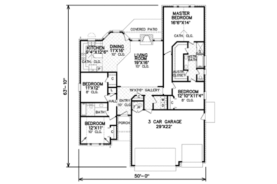 Floor Plan - Main Floor for Traditional House Plan #65-301 - 4 bed, 2 bath
