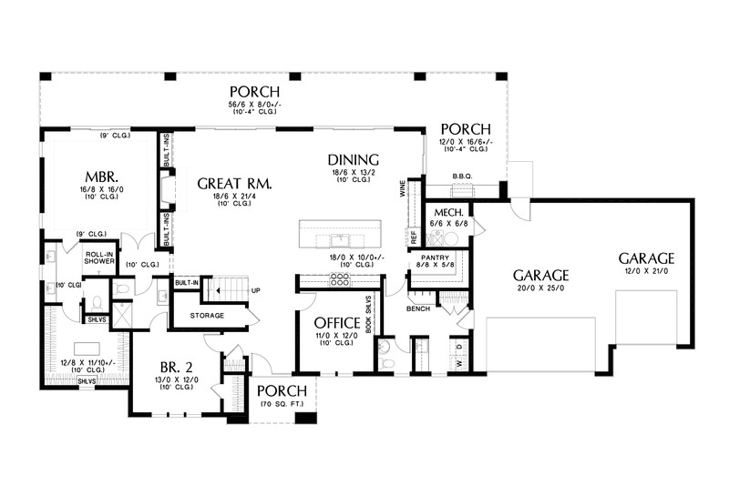 Dream House Plan - Floor Plan - Main Floor for Prairie House Plan #48-1104 - 4 bed, 3.5 bath