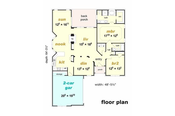 Floor Plan - Main Floor for Traditional House Plan #329-332 - 2 bed, 2 bath