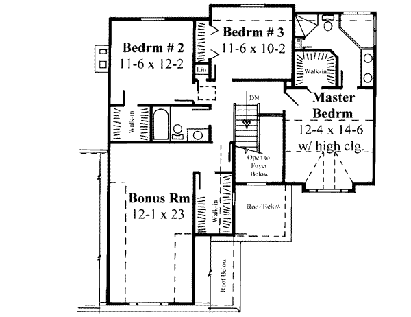 Traditional Floor Plan - Upper Floor Plan #75-163
