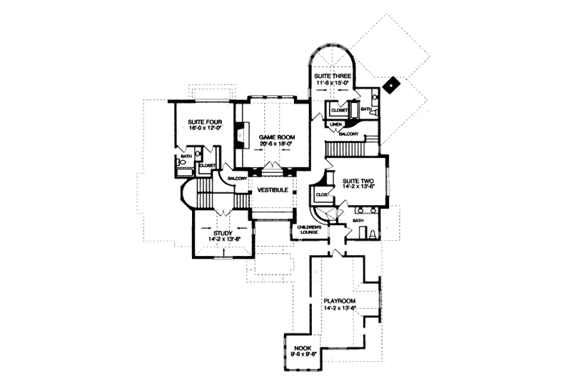 Home Plan - Floor Plan - Upper Floor for Tudor House Plan #413-837 - 4 bed, 4.5 bath