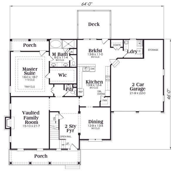 Dream House Plan - Craftsman Floor Plan - Main Floor Plan #419-177