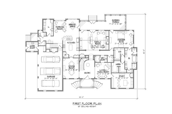 Floor Plan - Main Floor for Classical House Plan #1054-53 - 5 bed, 5.5 bath