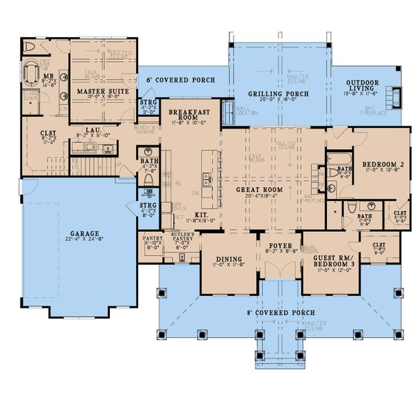 House Blueprint - Farmhouse Floor Plan - Main Floor Plan #923-445