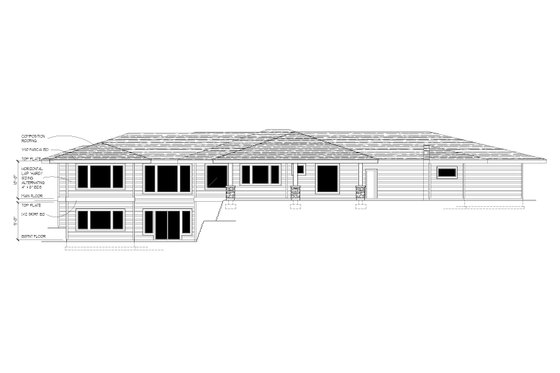 Exterior - Rear Elevation for Prairie House Plan #112-208 - 4 bed, 3 bath
