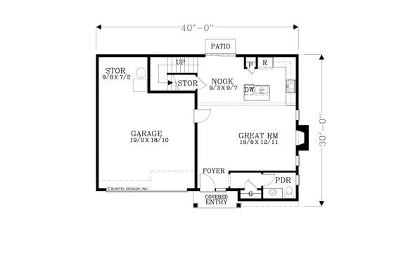 Floor Plan - Main Floor for Craftsman House Plan #53-604 - 4 bed, 2.5 bath