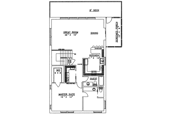 Floor Plan - Main Floor for Traditional House Plan #117-170 - 3 bed, 2.5 bath