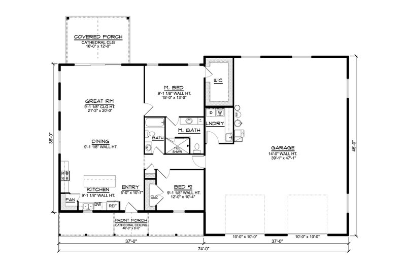 Architectural House Design - Floor Plan - Main Floor for Barndominium House Plan #1064-232 - 2 bed, 2 bath