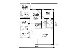 Floor Plan - Main Floor for Traditional House Plan #20-1792 - 3 bed, 2 bath