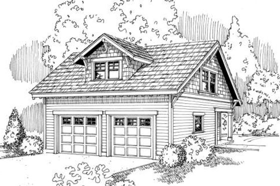 Exterior - Front Elevation 4 for Craftsman House Plan #124-635, 1 bath