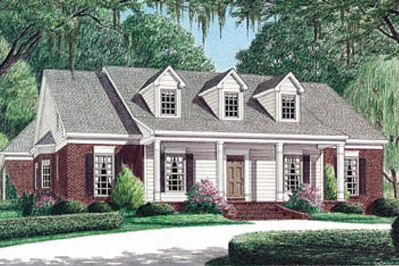Exterior - Front Elevation for Southern House Plan #34-126 - 3 bed, 2 bath