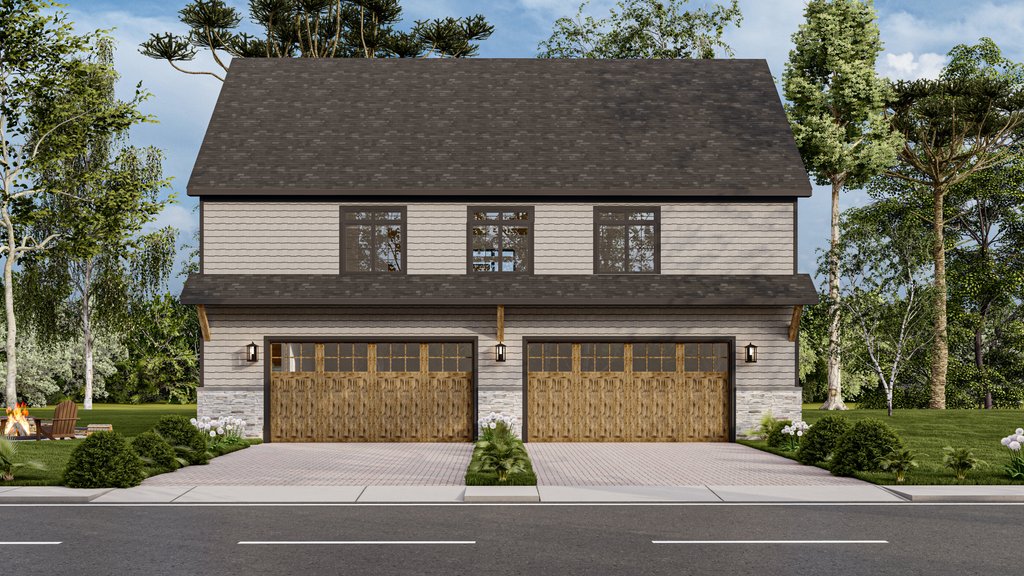 Exterior - Front Elevation 2 for Craftsman House Plan #1089-21 - 1 bed, 1.5 bath