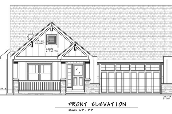 Exterior - Front Elevation 4 for Craftsman House Plan #20-2543 - 3 bed, 2 bath