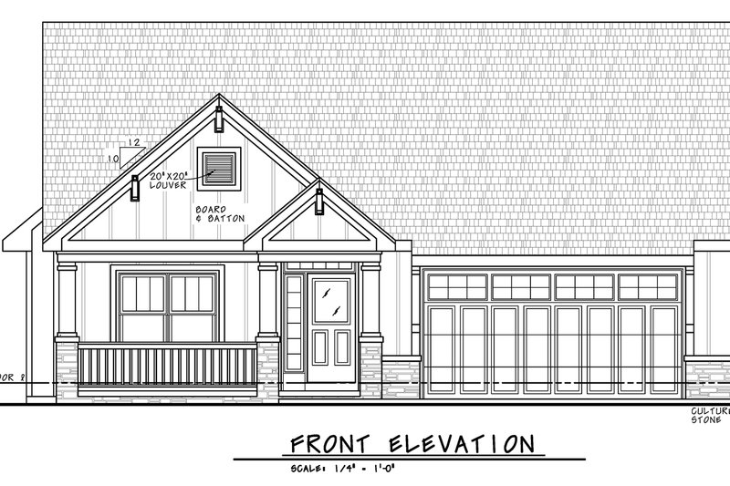Dream House Plan - Exterior - Front Elevation 4 for Craftsman House Plan #20-2543 - 3 bed, 2 bath