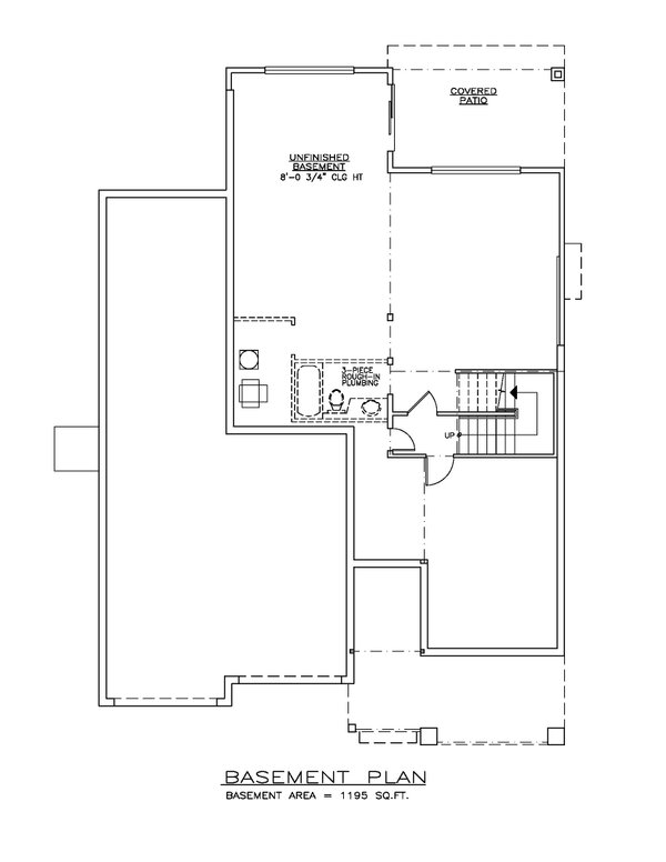 Architectural House Design - Floor Plan - Lower Floor for Craftsman House Plan #1100-157 - 3 bed, 2.5 bath