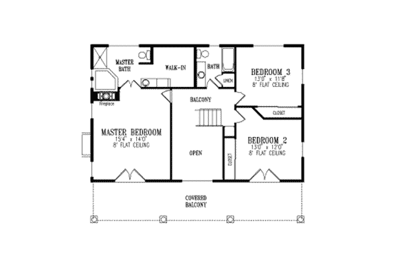 Dream House Plan - Floor Plan - Upper Floor for Mediterranean House Plan #1-488 - 3 bed, 2.5 bath