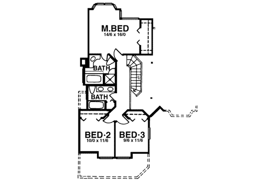Floor Plan - Upper Floor for Traditional House Plan #303-431 - 3 bed, 2.5 bath