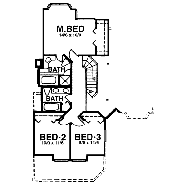 Traditional Floor Plan - Upper Floor Plan #303-431