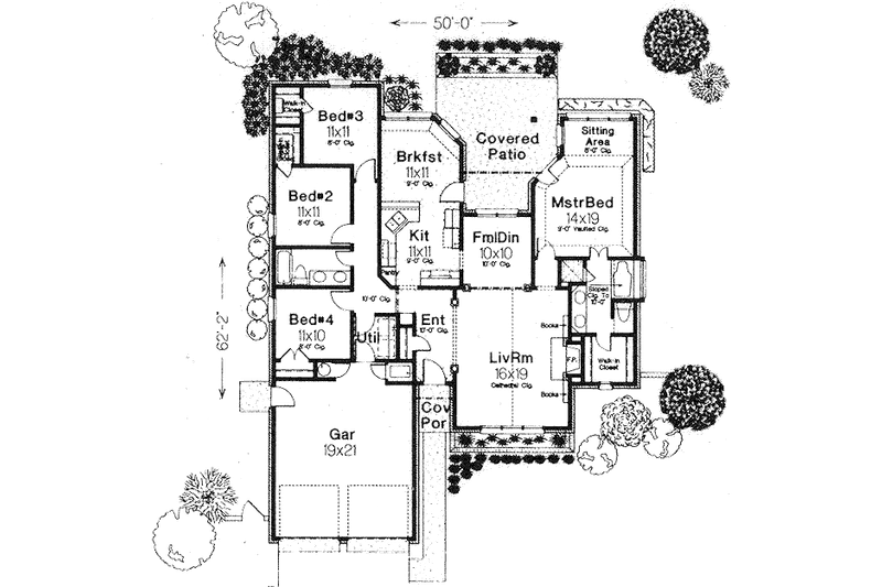 House Blueprint - Floor Plan - Main Floor for Traditional House Plan #310-766 - 4 bed, 2 bath