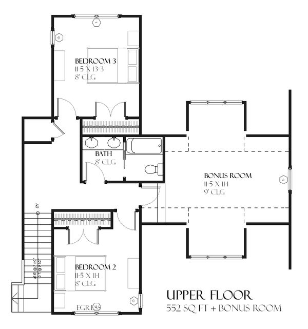 Traditional Floor Plan - Upper Floor Plan #901-69