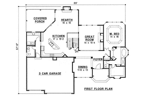 Floor Plan - Main Floor for Traditional House Plan #67-760 - 4 bed, 3.5 bath